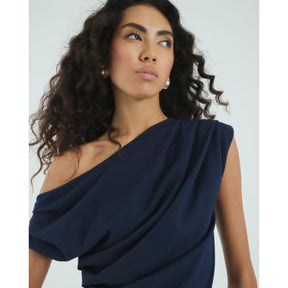 Navy Drape Top
