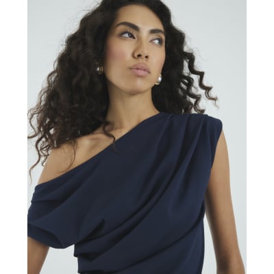 Navy Drape Top