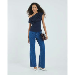 Navy Drape Top
