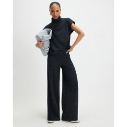 Navy Glitter Wide Leg Trousers