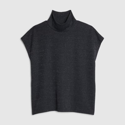 Navy High Neck Glitter Top