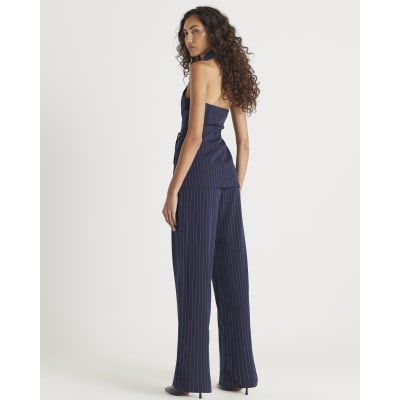 Navy Hybrid Pinstripe Tailored Trousers