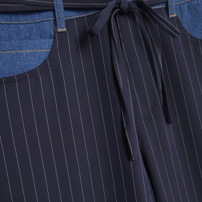 Navy Hybrid Pinstripe Tailored Trousers