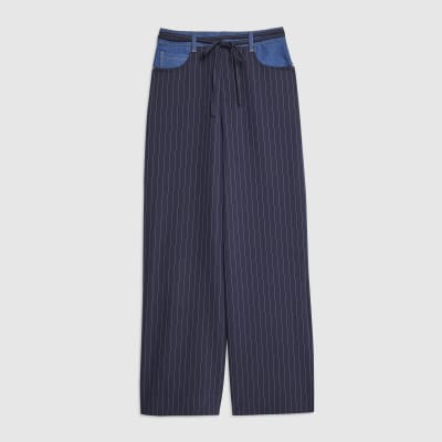 Navy Hybrid Pinstripe Tailored Trousers