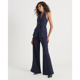 Navy Hybrid Pinstripe Tailored Trousers