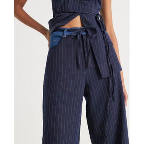 Navy Hybrid Pinstripe Tailored Trousers