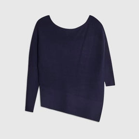 Navy Knitted Asymmetric Jumper