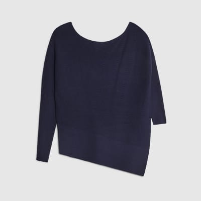 Navy Knitted Asymmetric Jumper