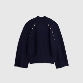 Navy Knitted High Neck jumper