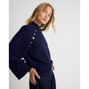 Navy Knitted High Neck jumper