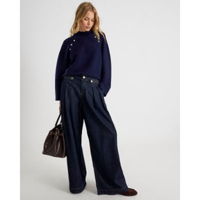 Navy Knitted High Neck jumper