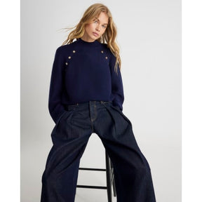 Navy Knitted High Neck jumper