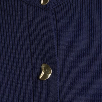 Navy Knitted Long Sleeve Cardigan