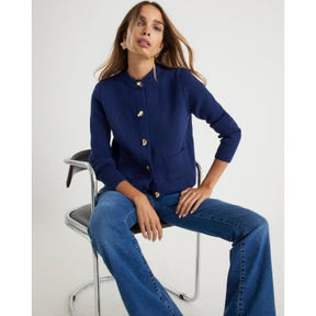 Navy Knitted Long Sleeve Cardigan