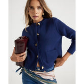 Navy Knitted Long Sleeve Cardigan