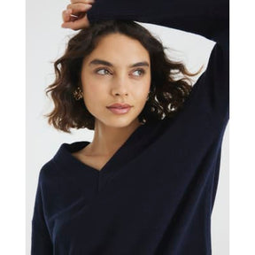 Navy Knitted V Neck Jumper
