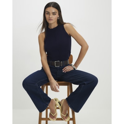 Navy Knitted Vest Top