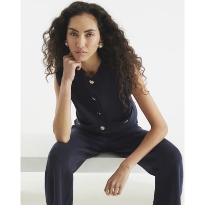 Navy Knitted Waistcoat