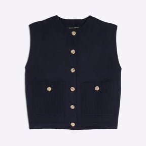 Navy Knitted Waistcoat