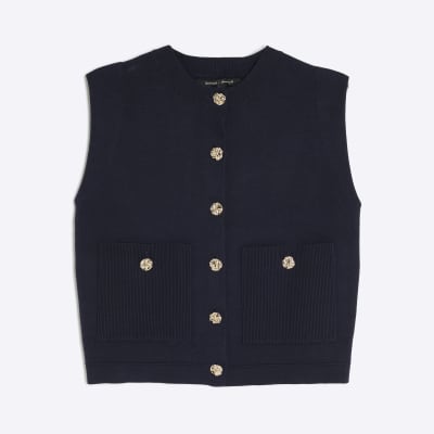 Navy Knitted Waistcoat