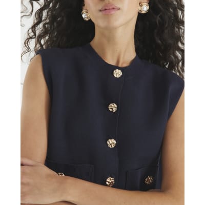 Navy Knitted Waistcoat