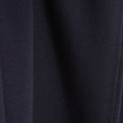 Navy Knitted Wide Leg Trousers