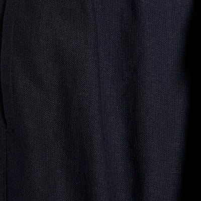 Navy Linen Blend Drawstring Tapered Trousers