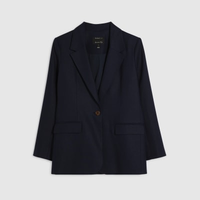 Navy Linen Look Blazer