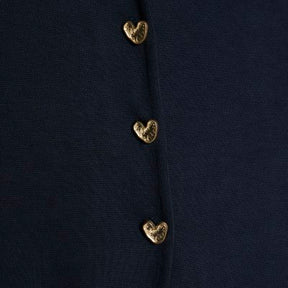 Navy Long Sleeve Cropped Heart Top
