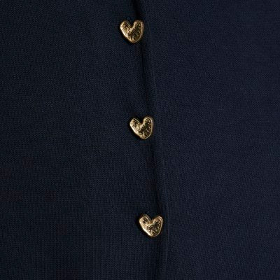Navy Long Sleeve Cropped Heart Top