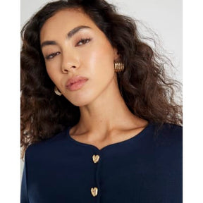 Navy Long Sleeve Cropped Heart Top