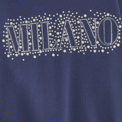 Navy Long Sleeve Milano Pearl Sweatshirt