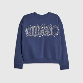 Navy Long Sleeve Milano Pearl Sweatshirt