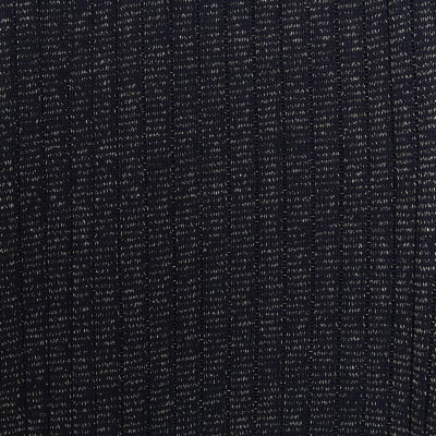 Navy Lurex Ribbed Wide Leg Trousers