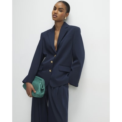 Navy Oversized Long Sleeve Blazer