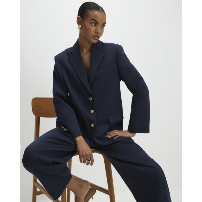 Navy Oversized Long Sleeve Blazer
