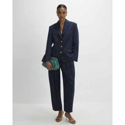 Navy Oversized Long Sleeve Blazer