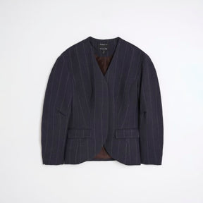 Navy Pinstripe Cocoon Sleeve Blazer