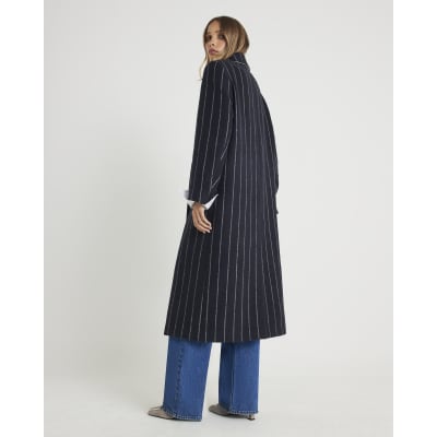 Navy Pinstripe Double breasted Coat