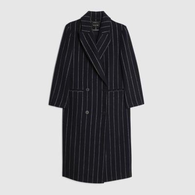 Navy Pinstripe Double breasted Coat