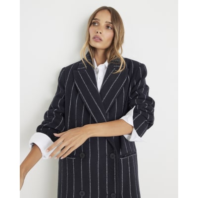 Navy Pinstripe Double breasted Coat