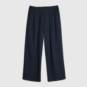 Navy Pinstripe Low Waist Trousers