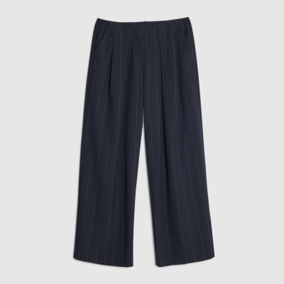 Navy Pinstripe Low Waist Trousers