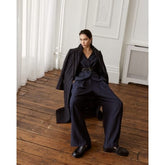 Navy Pinstripe Low Waist Trousers