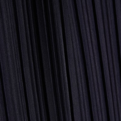 Navy Plisse Short Sleeve Top