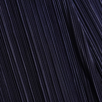 Navy Plisse Wide Leg Trousers