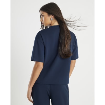 Navy Premium Short Sleeve Boxy Fit T-shirt