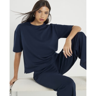 Navy Premium Short Sleeve Boxy Fit T-shirt