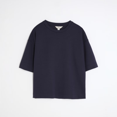 Navy Premium Short Sleeve Boxy T-shirt