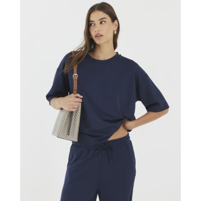 Navy Premium Short Sleeve Boxy T-shirt
